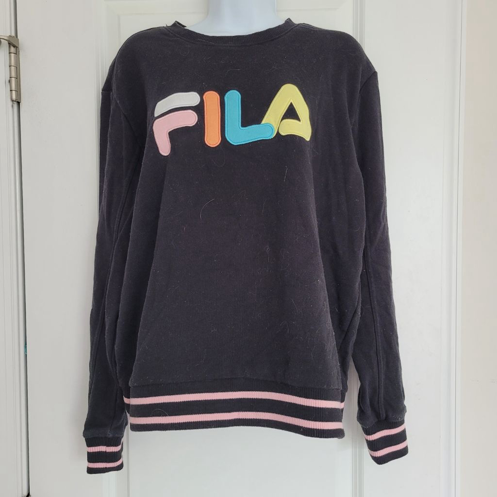 Women's Fila Black Multicolor Logo Sweatshirt XL